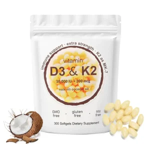 2-in-1 Vitamin D3 K2 Soft gel Supplement with Coconut Oil